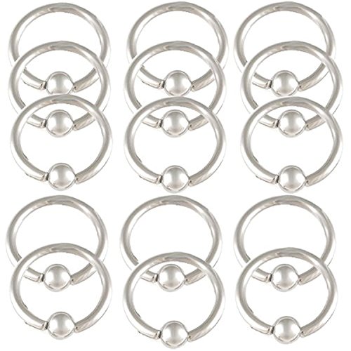 eg gifts 18g 3/8" (10 mm) CBR Captive Bead Rings Good for Rook, Tragus, Lobe, Nose and Lip Surgical Steel 100pcs