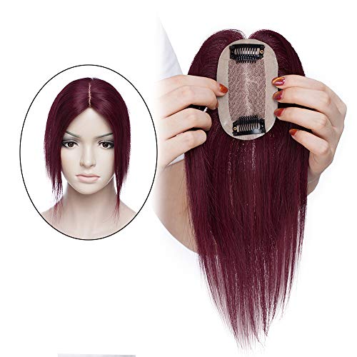 Elailite Toupee Protesis Capilares Pelo Natural Hair Topper Mujer Clip Flequillo Encaje 6cm*9cm Postizo Cabello Humano Largo 25cm Pesa 20 Gramos #99J Rojo Borgoña Elailite Toupee Protesis Capilares Pelo Natural Hair Topper Mujer Clip Flequillo Encaje 6cm*9cm Postizo Cabello Humano Largo 25cm Pesa 20 Gramos #99J Rojo Borgoña