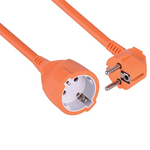 Electraline 62114 Prolongador m con Toma Schuko, Cable 3G1 mm², IP20, Color Naranja, 25 MT