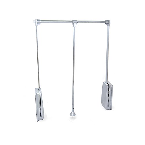 Emuca - Barra de armario abatible, perchero basculante, colgador abatible para armario, anchura regulable 830-1150mm, acabado cromado Emuca - Barra de armario abatible, perchero basculante, colgador abatible para armario, anchura regulable 830-1150mm, acabado cromado
