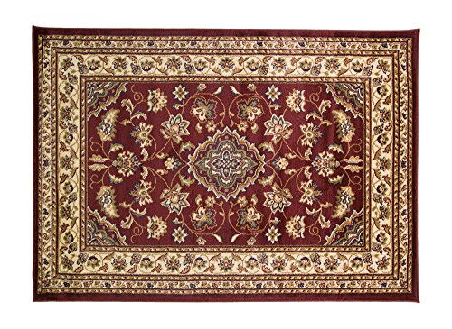 ERugs - Alfombra persa tradicional (160 x 230 cm), diseño floral clásico, color rojo