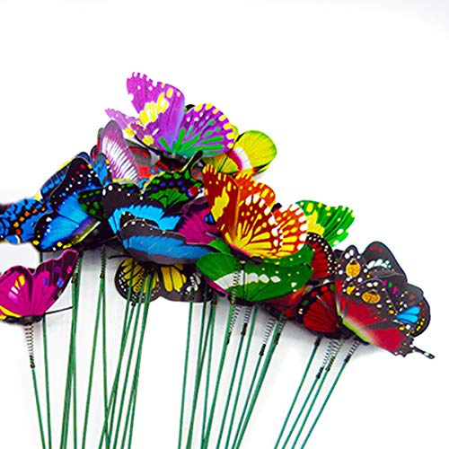 Estacas de mariposa, 20 piezas de decoración de jardín para terraza en maceta adorno de Navidad, multicolor Estacas de mariposa, 20 piezas de decoración de jardín para terraza en maceta adorno de Navidad, multicolor