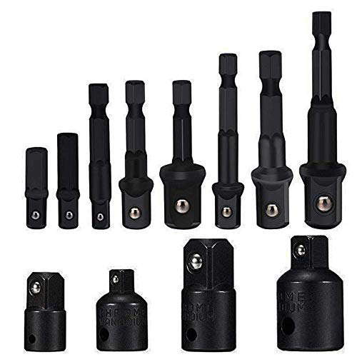 EVANCE 8 piezas Adaptador de impacto Socket Adaptador Socket Wrench 1/4", 1/2", 3/8"+ Socket Adaptador 4 piezas 1/4 a 3/8-3/8 a 1/4 in. - 3/8 a 1/2-1/2 a 3/8 (Black)