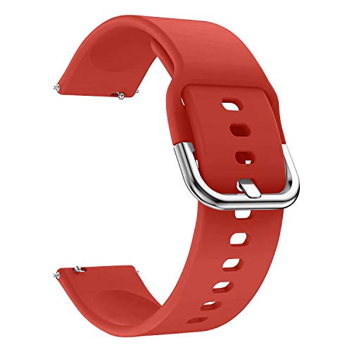 EWENYS Correa de repuesto para deportiva silicona suave de smartwatch, Compatibile con Samsung Galaxy Watch Active 2 40mm 44mm / Garmin vivoactive 3 / Amazfit GTS GTR 42mm (20mm, Rojo)