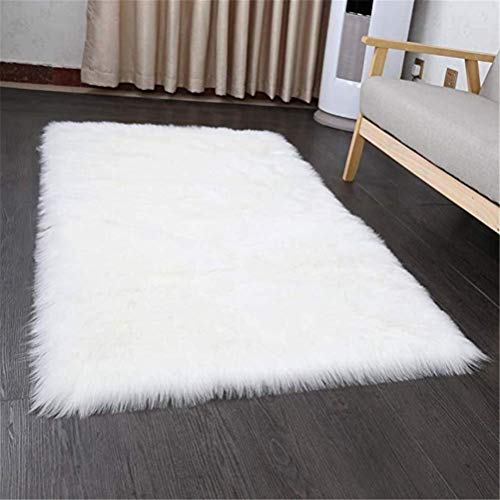 Falso Piel de carnero Vellón Alfombra ,HEQUN Elegante De Pelo Largo Mullida Excelente piel Sintética de calidad Alfombra de Lana (Blanco, 80 X 180 CM) Falso Piel de carnero Vellón Alfombra ,HEQUN Elegante De Pelo Largo Mullida Excelente piel Sintética de calidad Alfombra de Lana (Blanco, 80 X 180 CM)