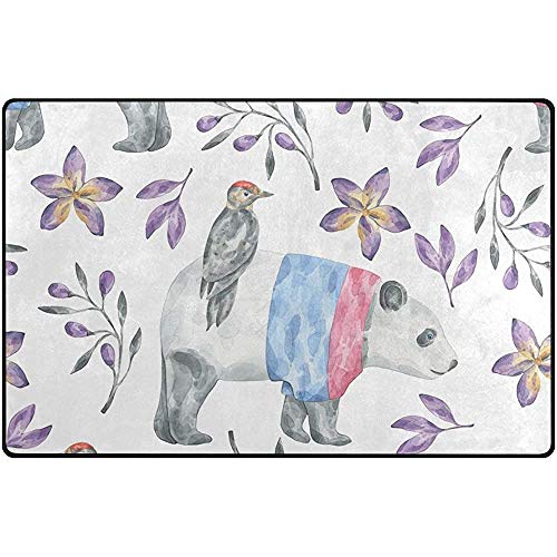 FANCYDAY Panda Bird Area Rug Mat para Dormitorio Cute Animal Pattern Floor Rug Alfombra Antideslizante para Kid Room Decor 24X36IN 2040841