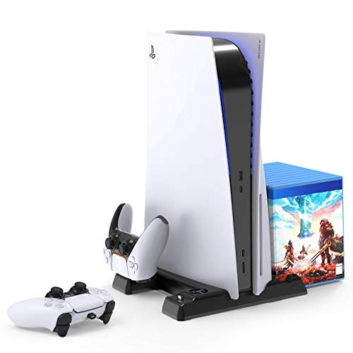 FASTSNAIL Ventilador de refrigeración para PlayStation 5, soporte de refrigeración multifuncional para consola PS5 con controlador de carga y soporte de disco FASTSNAIL Ventilador de refrigeración para PlayStation 5, soporte de refrigeración multifuncional para consola PS5 con controlador de carga y soporte de disco