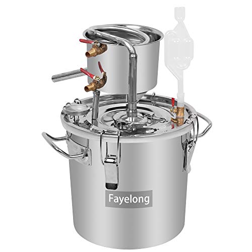 FayeLong - Alambique para destilación casera - 3 recipientes, serpentín - Para la destilación de alcohol, vino, aceites esenciales, cerveza