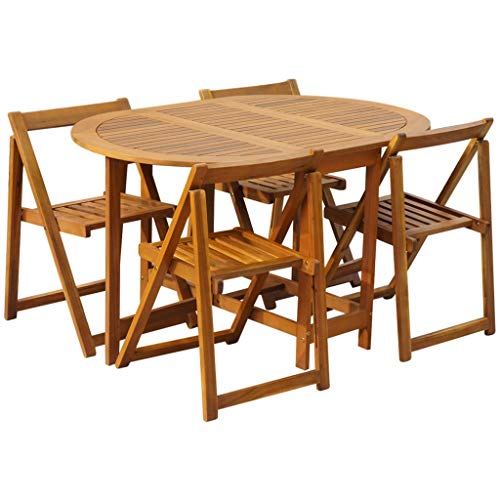 Festnight Conjunto de Muebles para Jardín Plegable 5 Piezas, Conjunto Terraza Exterior Mesa y Sillas de Madera de Acacia, Mesas y Sillas de Jardin Festnight Conjunto de Muebles para Jardín Plegable 5 Piezas, Conjunto Terraza Exterior Mesa y Sillas de Madera de Acacia, Mesas y Sillas de Jardin