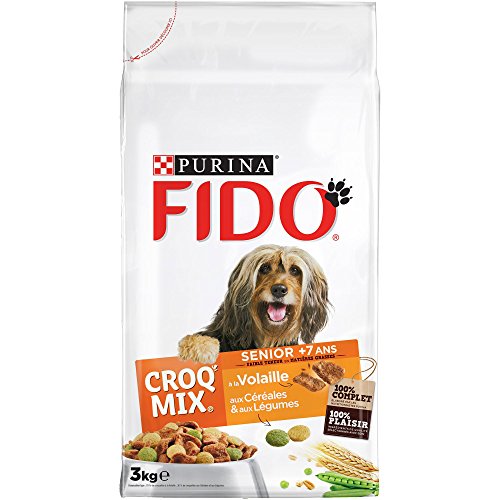 FIDO Senior a Aves de Corral, Cereales y Verduras – 3 kg – Piensa para Perros – Juego de 4