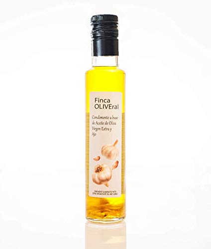 FINCA OLIVERAL Aceite de oliva virgen extra condimentado al AJO con AJO natural deshidratado 250ml