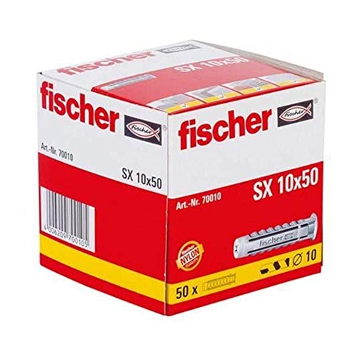 fischer 70010 Taco SX 10x50 (Caja de 50 Ud.), 070010, Gris