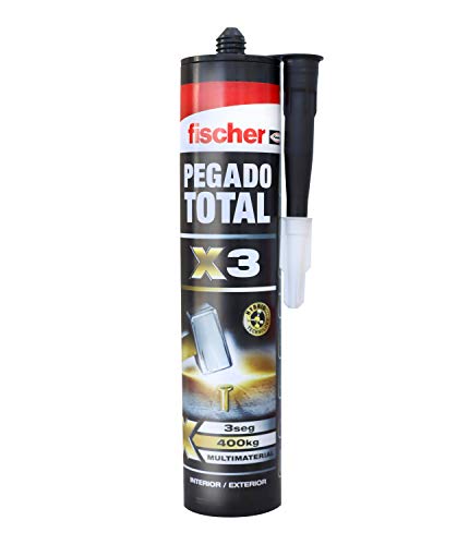fischer - Adhesivo de montaje Pegado Total X3 blanco,para pegar buzones, zócalos, percheros, sobre ladrillo, madera, metal y superfícies húmedas, agarre extrafuerte 1 cartucho de 290 ml fischer - Adhesivo de montaje Pegado Total X3 blanco,para pegar buzones, zócalos, percheros, sobre ladrillo, madera, metal y superfícies húmedas, agarre extrafuerte 1 cartucho de 290 ml
