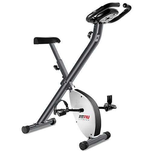 FITFIU Fitness BEST-200 Bicicleta Estática plegable con freno magnético, Pulsómetro y disco de inercia de 8kg regulable a 8 niveles de esfuerzo, Entrenamiento cardio y fitness