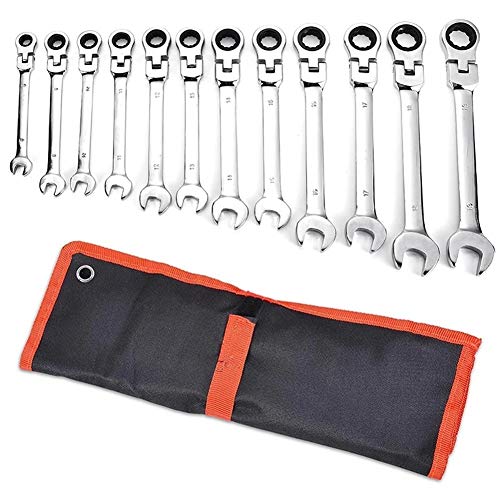 Flex cabeza de trinquete Juego de llaves de 8-19mm llave combinada métrica con la bolsa 12pzas Flex cabeza de trinquete Juego de llaves de 8-19mm llave combinada métrica con la bolsa 12pzas