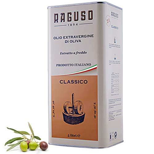 FRANTOIO RAGUSO - Aceite De Oliva Virgen Extra 5 Litros - Clásico - 100% Aceitunas Italianas - Prensado Frío - Sabor Medio - Ganador "Camarón Rojo"