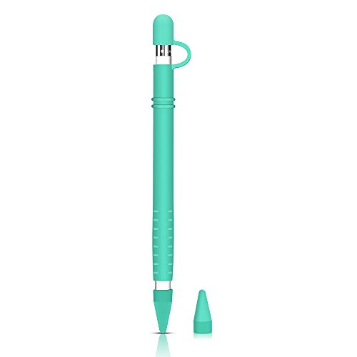 Funda de Silicona para Apple Pencil 1-iPad Pencil Holder Cap Accesorios de Protección de Suave Chaqueta de Manga Bolsa Skin Cover con 2 Cubiertas de Punta Protectora para iPad Pro 9.7 10.5 Pen-Verde