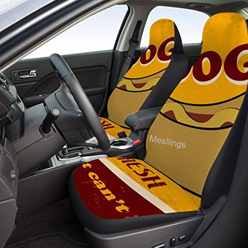 Fundas de asiento delantero, 2 unidades, Hot Dog, fundas impresas para alfombrillas de coche, se adaptan a la mayoría de coches, SUV, furgoneta, sedán, camión