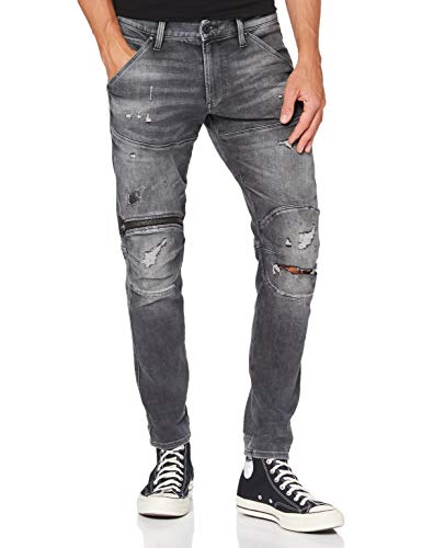 G-STAR RAW 5620 3D Zip Knee Skinny_Jeans, Vintage Ripped Basalt A634-b841, 38W x 32L para Hombre