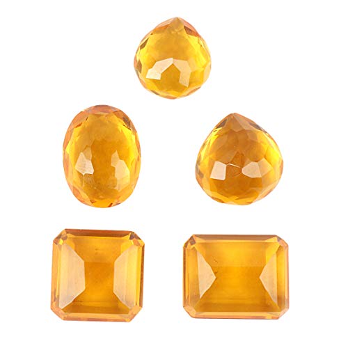 GEMHUB Citrina amarilla natural de 125 quilates, lote de 5 piezas de piedras preciosas sueltas facetadas para hacer joyas ASP-028
