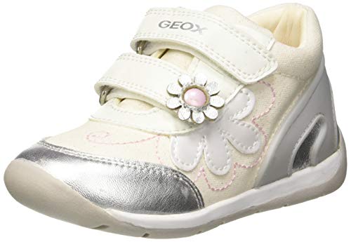 Geox B Each Girl G, Zapatillas Niñas, Blanco (White/Silver C0007), 25 EU