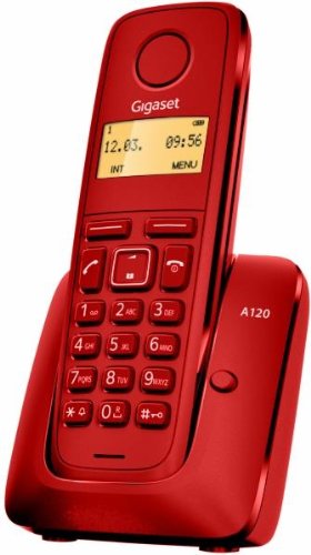 Gigaset A120 - Teléfono Inalámbrico, Agenda de 50 Contactos, Pantalla Iluminada, Color Rojo