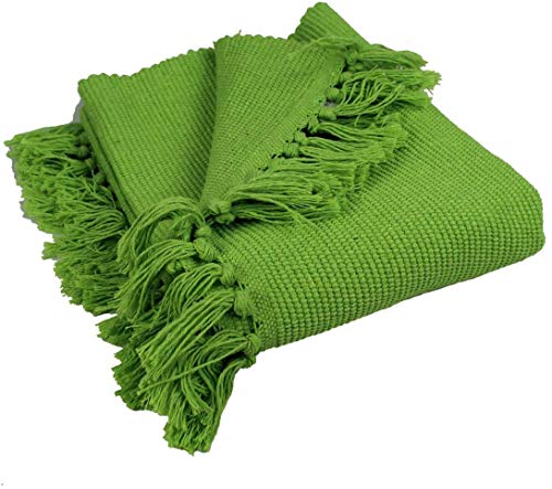 GMMH Alfombra de algodón tejida a mano (45 x 70 cm), color verde oscuro