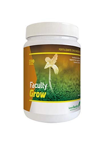 GreenFaculty - Grow - Fertilizante Abono Crecimiento para Plantas. Cultivo de Interior, Exterior, Tierra, Coco, hidropónico. NPK. Polvo Soluble Concentrado 500 g.