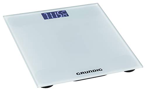 Grundig Báscula digital de 180 kg, báscula de alta precisión con división de 50 gramos, pantalla grande con indicador de temperatura ambiente, báscula de personas, báscula digital de personas (blanco)