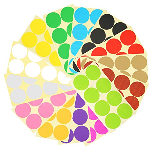 HAKOTOM 336pcs 50mm Pegatinas Circulares Redonda Etiquetas Puntos Colores Etiqueta Adhesiva Redonda Colorida para Clasificar Marcar y Cerrar Archivo Botella Bolsa Superficie de Pepel Vidrio Plástico