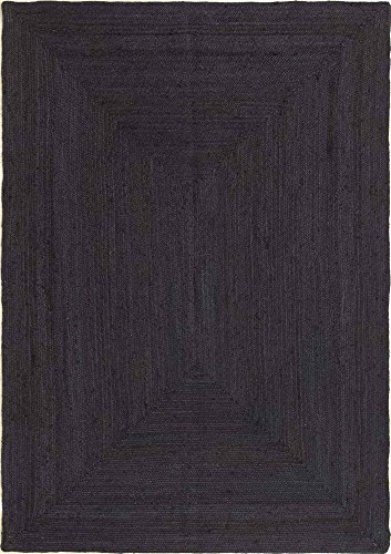 HAMID Alfombra Yute Alhambra Color Negro- Alfombra 100% Fibra de Yute (Negro, 120x170cm)