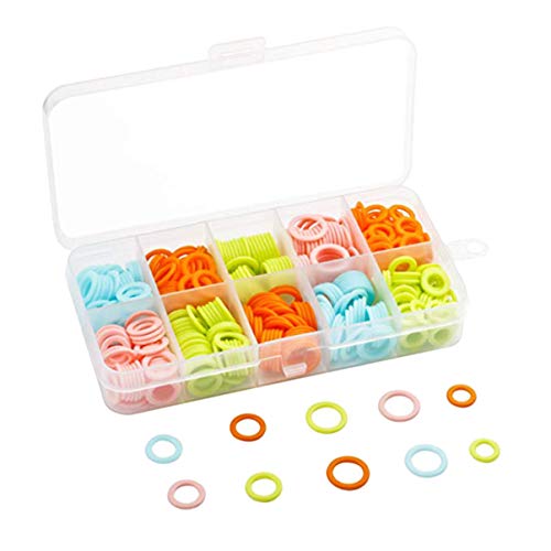 HEALLILY marcadores de anillo de punto marcador de punto de punto contador de puntada de punto círculo de tejido de plástico con caja para mujer (color aleatorio) 120 piezas