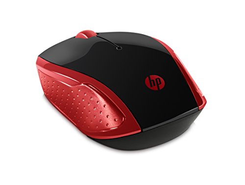 HP - Ratón Inalámbrico HP 200 con Perfil Redondeado, Color Rojo