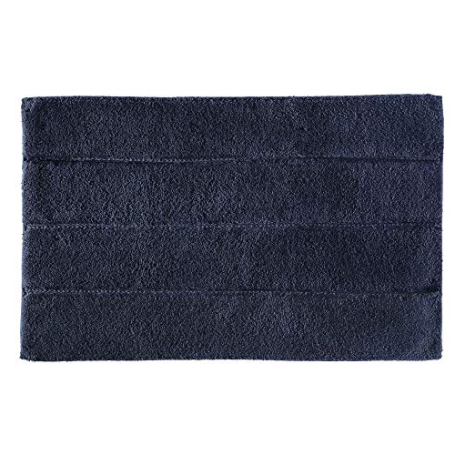 iDesign Stripe Alfombrilla de baño Suave, Alfombra Rectangular de algodón, Azul Marino, 53,3 cm x 86,4 cm