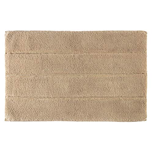 iDesign Stripe Alfombrilla de baño Suave, Alfombra Rectangular de algodón, Beige, 53,3 cm x 86,4 cm