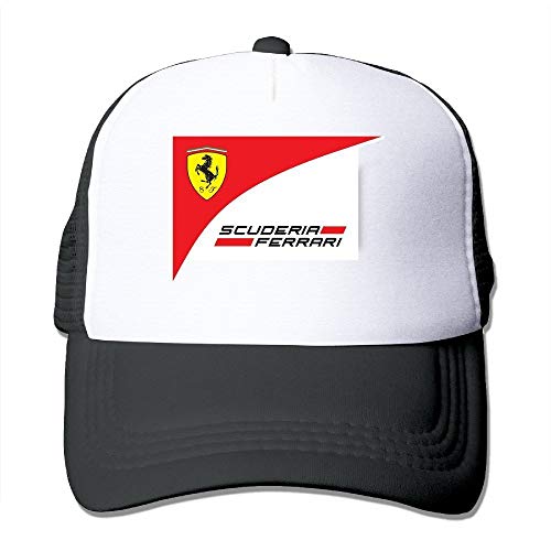 II Scuderia Ferrari Logo Funny Trucker Hat with Mesh One Size Caps Black Sombreros y Gorras