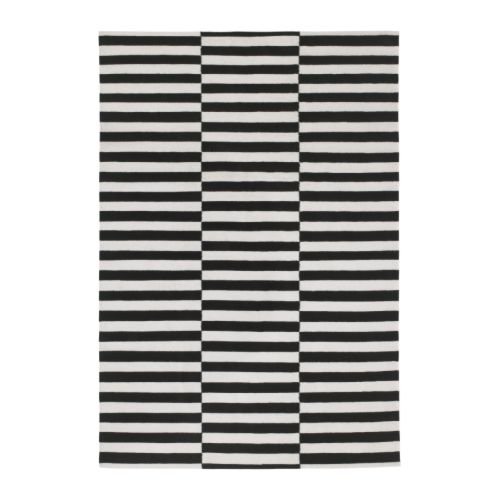 Ikea Stockholm – Rug, flatwoven, Rayas Negro Negro, Blanco – 170 x 240 cm