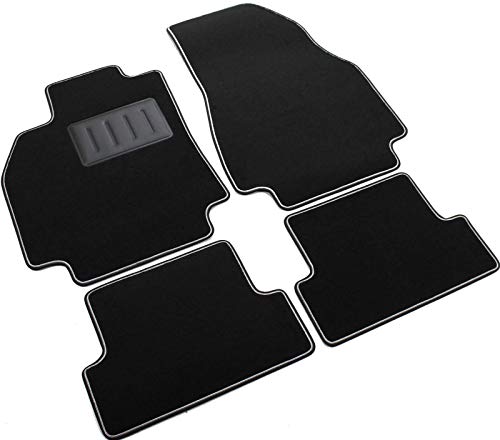 Il Tappeto Auto SPRINT03705 - Alfombrillas para Coche, Negras, Antideslizantes, con Borde Bicolor y embellecedor de Goma Reforzado, para Megane II Desde el año 2002 a 2008.