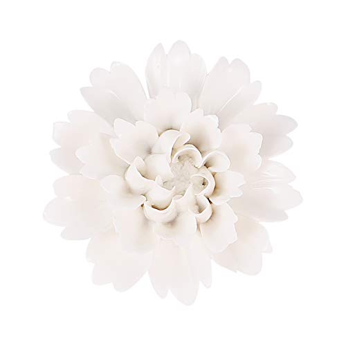 IMIKEYA Decoración de Pared de Flores de Cerámica Adorno de Pared 3D para Sala de Estar Pasillo Dormitorio Granja Comedor Blanco