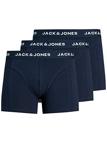 Jack & Jones JACANTHONY Trunks 3 Pack Bxer, Azul (Blue Nights Detail: Blue Night-Blue Night), L (Pack de 3) para Hombre