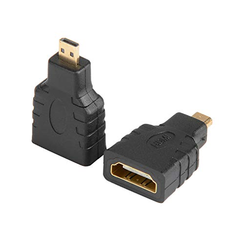 J&D Pack de 2 Micro HDMI a HDMI Adaptador, Chapado en Oro HDMI Hembra a Micro HDMI Macho Convertidor de Adaptador Compatible con Smartphone Cámara