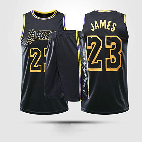 Jersey Men's, NBA Los Angeles Lakers # 23 Lebron James - Niño Uniformes De Baloncesto para Adultos Clásicos Camisetas Deportivas Sin Mangas Y Chaleco Cómodo Tops Set,M(Child) 125~135CM