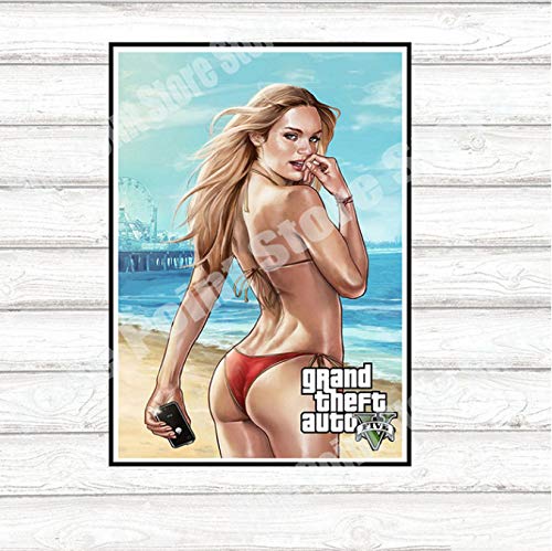 JMHomeDecor Art Grand Theft Auto Gtav 5 Gaming Poster Grand Theft Auto Wallpaper San Andreas Pegatinas De Pared Decoración Sin Marco Pintura 50X70Cm (H: 5004)