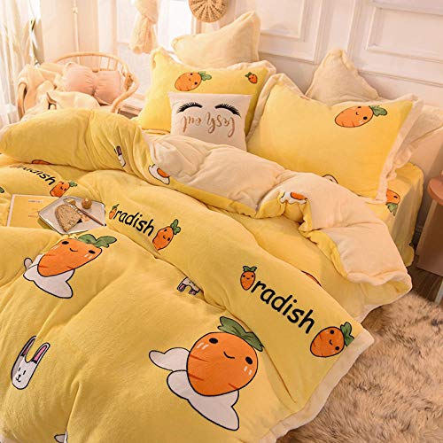 juego de funda nórdica 90-Otoño e invierno juego de cuatro piezas de visón dorado grueso juego de regalo de cuatro piezas de terciopelo de cordero de franela cálida de doble cara-Y_Cama de 1,8 m (4 p juego de funda nórdica 90-Otoño e invierno juego de cuatro piezas de visón dorado grueso juego de regalo de cuatro piezas de terciopelo de cordero de franela cálida de doble cara-Y_Cama de 1,8 m (4 p