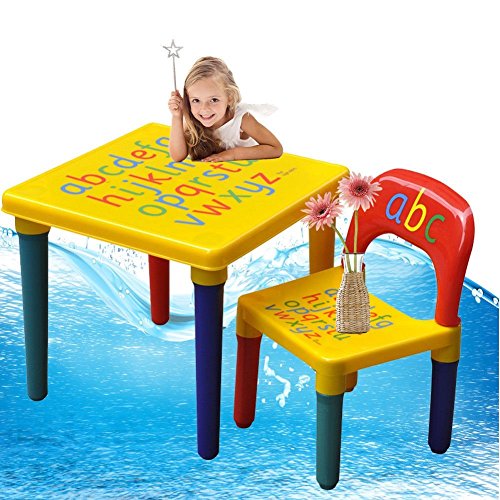 Juego de sillas y mesa para niños, mesa infantil del alfabeto ABC, aprender la ilustración de las letras, de plástico