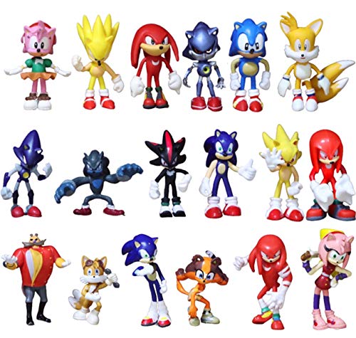 Juguetes de Figuras de Sonic 18 unids / Lote Figuras sónicas Juguete de PVC Juguete Sonic Shadow Tails Personajes Figura Juguetes para niños Animales Juguetes Conjunto