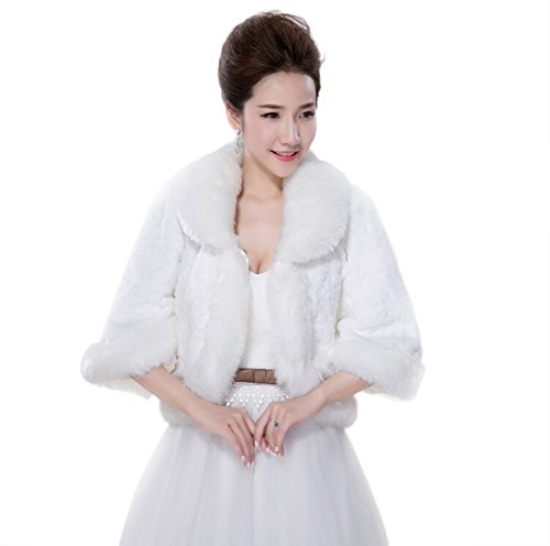 JUNGEN Elegante chaqueta de abrigo para vestido de boda invierno blanco