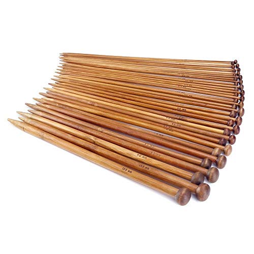 JZK® Kit de Tejer 18 Pares 36 Piezas Profesional bambú Agujas Madera Agujas para Tejer tejedores Principiantes y experimentados