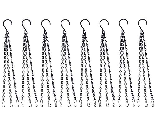 KAHEIGN 8 cadenas colgantes con clip, 40 cm de metal para colgar canastas colgantes de 3 patas para macetas, macetas, comederos de pájaros, farolillos y adornos (color negro)