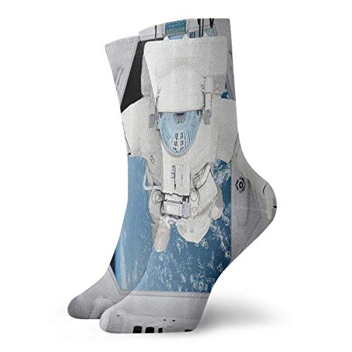Kevin-Shop Astronauta Dentro de la Nave Espacial Cósmica Personalidad de Hombres y Mujeres Calcetines Cortos Estampados Divertidos Calcetines Casuales Calcetines de Equipo